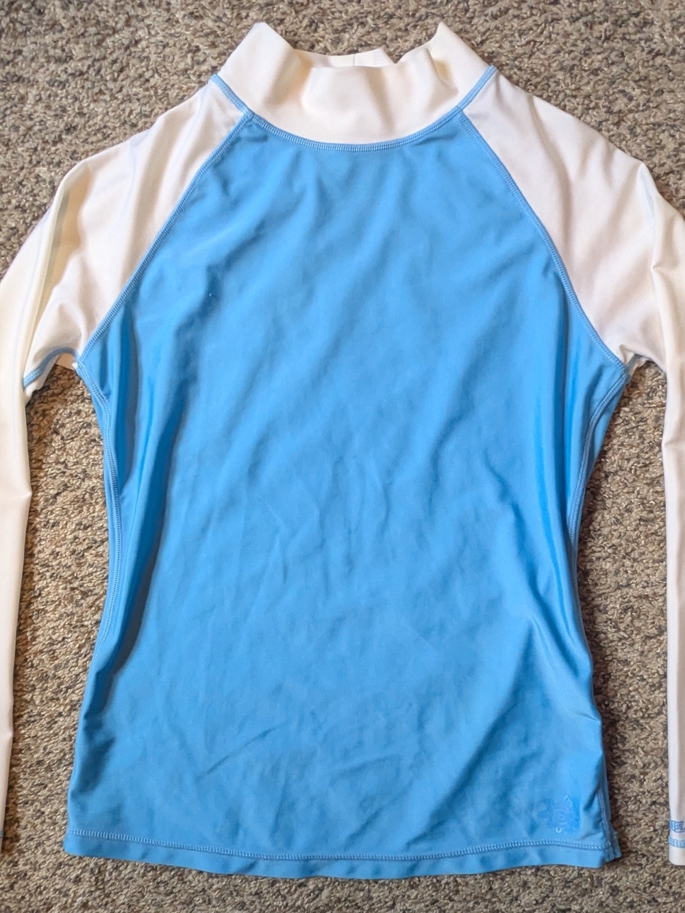 Long Sleeve Swim Rash Guard - Sky Blue & White